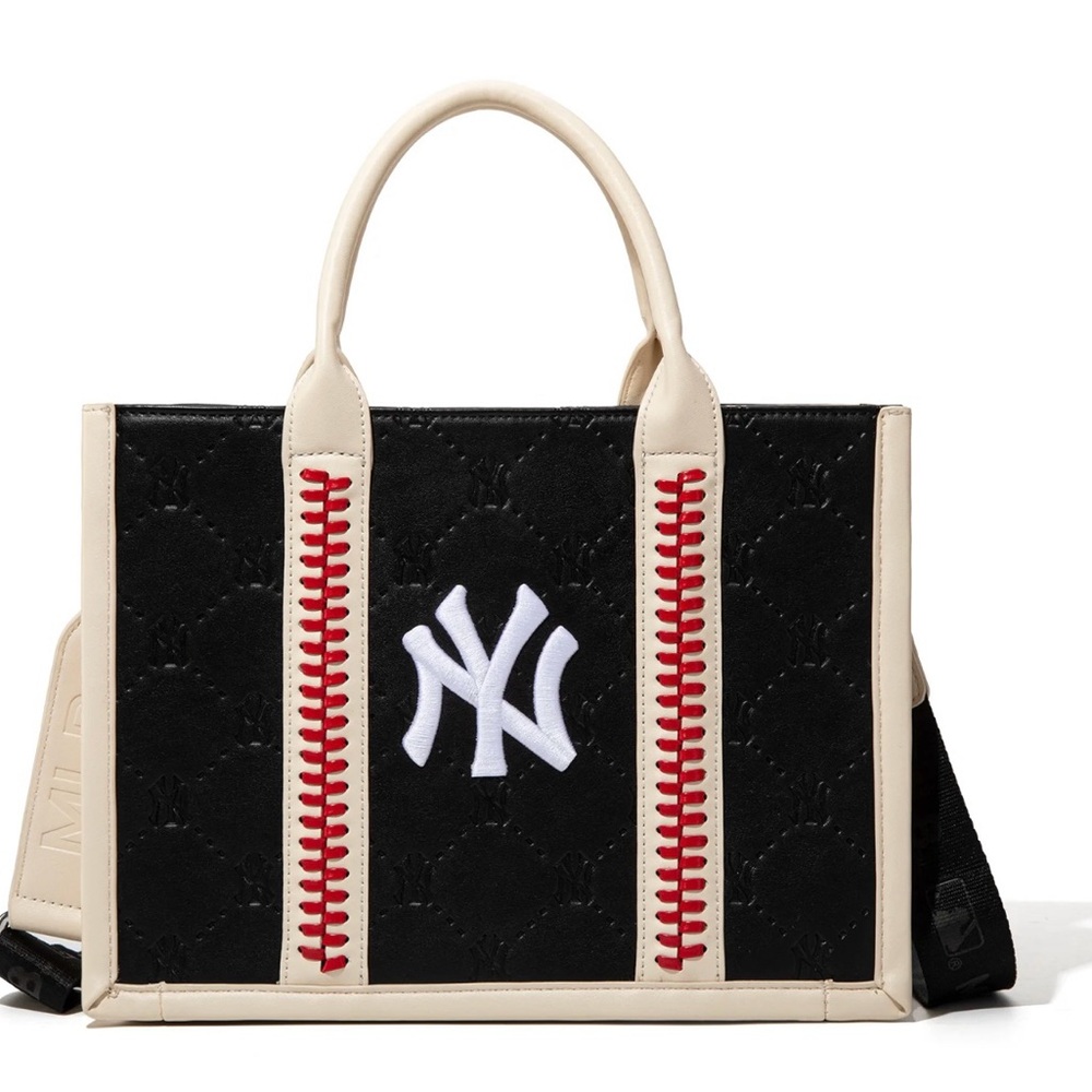 MLB NY Yankee Coffee and Cream Tote Bag with Baseball-Inspired Design
